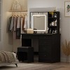 Famapy 39.4"W Mirrored Vanity Table Makeup Vanity Set with Stool and Storage Drawers - 3 of 4