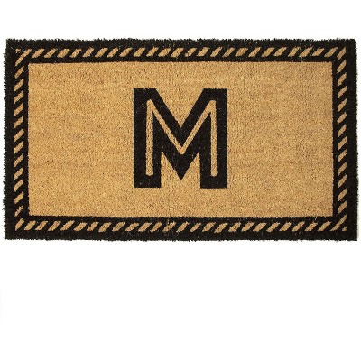 Monogrammed Door Mat with Letter M, Nonslip Coir Welcome Mat (17 x 30 Inches)