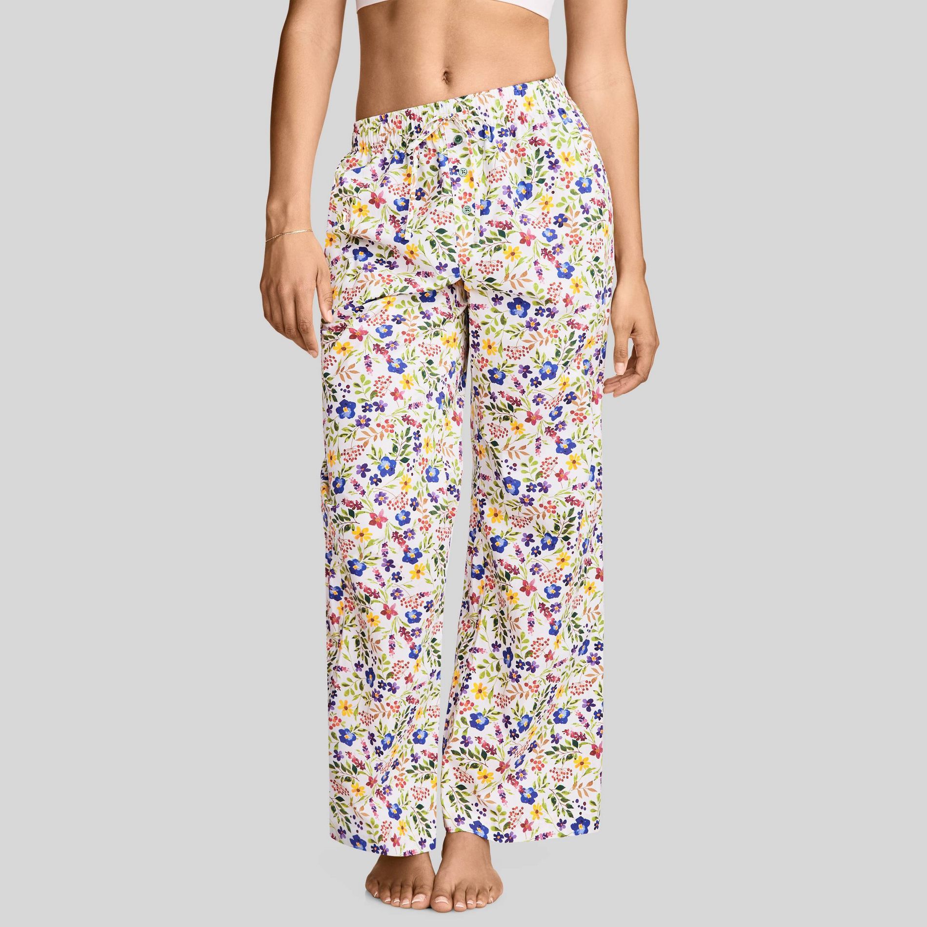 Jockey Generation™ Women's Cotton Poplin Pants - White Floral