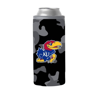 NCAA Kansas Jayhawks 12oz Black Camo Slim Can Cooler