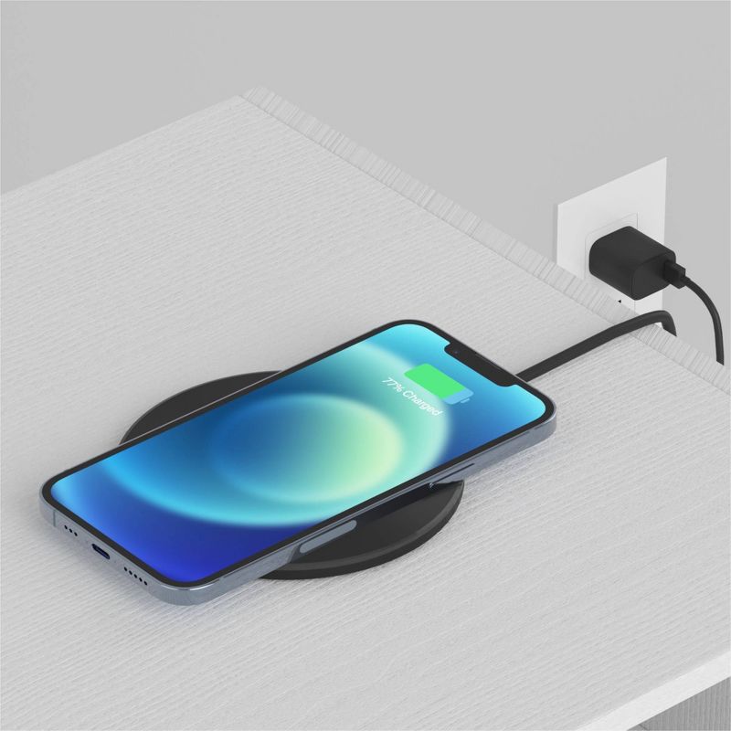 Just Wireless 15W Wireless Charging Pad with AC Adapter - Black, 3 of 8
