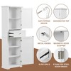 MAYEERTY Tall Bathroom Cabinet Freestanding Storage Drawer Adjustable Shelf MDF Painted White - 3 of 4