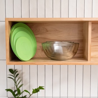 Libbey 4-Piece Clear Glass Mixing Bowl Set with Green Lids