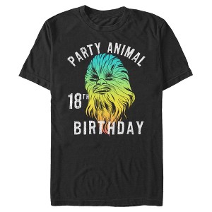 Men's Star Wars Chewie Party Animal 18th Birthday Color Portrait T-Shirt - 1 of 4