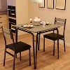3-Piece Square Dining Table Set for 2, Small Kitchen Table with 2 Chairs, Black Dinette Set for Apartments, Small Spaces, Compact 2-Seater Table - 3 of 4