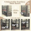 ELJGET 86.2" Double Dog Crate Furniture for 2 Dogs,  Wooden Dog Kennel with Adjustable Bowls, Dog Crate Wooden TV Stand End Table for Large, Gray - 3 of 4