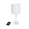 Creekwood Home 19.5" Bedside USB Port Feature Metal Table Desk Lamp White with Fabric Shade - 4 of 4