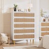 Rattan 5-Drawer Tall Dresser with Wide Top, Deep Storage Chest for Bedroom, Living Room, Closet, Natural Wood Finish - 2 of 4