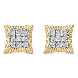10K Yellow Gold Plated .925 Silver 1/4 Cttw Diamond Textured Halo Stud Earrings - 1 of 4