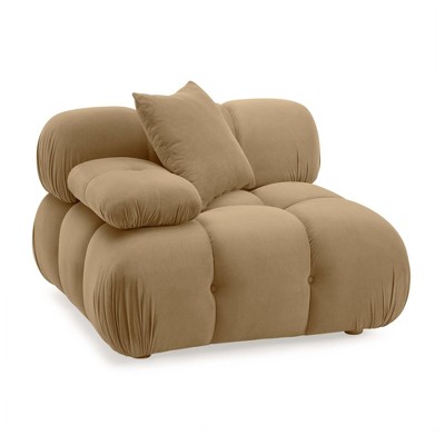 TOV Furniture Calliope Performance Velvet Modular Corner Chair in Cafe Au Lait