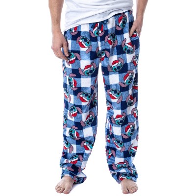 Seven Times Six Disney Adult Lilo & Stitch Christmas Santa Hat Soft Fleece Pajama Pants Blue