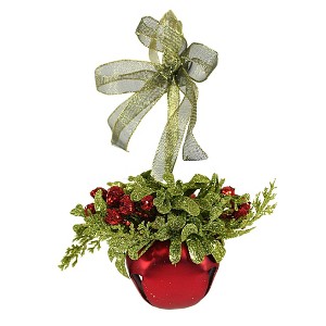 Ganz 3.5 Inch Mistletoe Sleigh Bell Kissing Krystal Ornament Tree Ornaments - 1 of 3