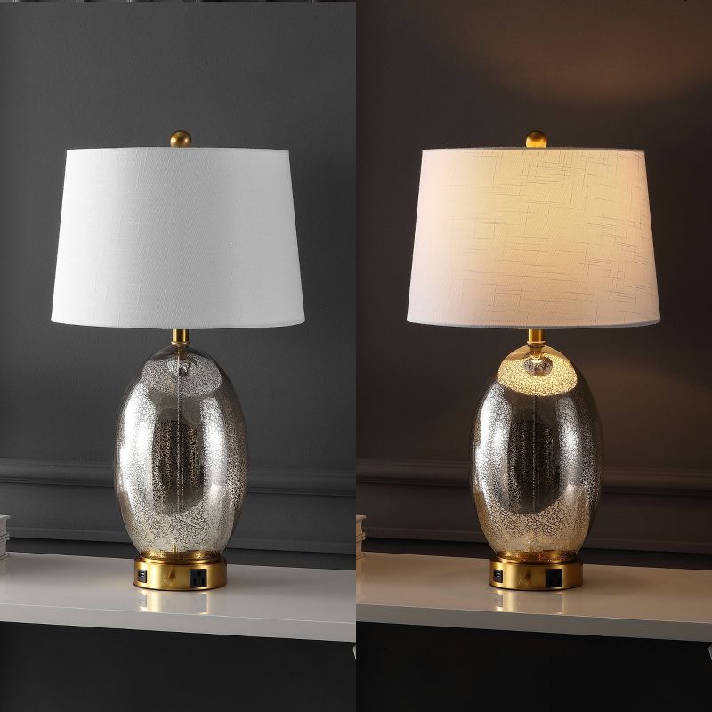 26.5" 1-Outlet Reese Iron/Glass Table Lamp with USB Charging Port (Includes LED Light Bulb) - JONATHAN Y, 5 of 9