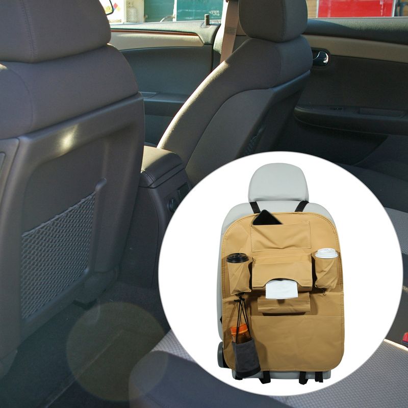 Unique Bargains Backseat Storage Bag with Tissue Box PU Leather Car Back Seat Organizer 1 Pc, 2 of 8