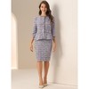 INSPIRE CHIC Women's Tweed Business Button Down 3/4 Sleeve Jacket Pencil Skirt Suit 2-Piece Set - 3 of 4