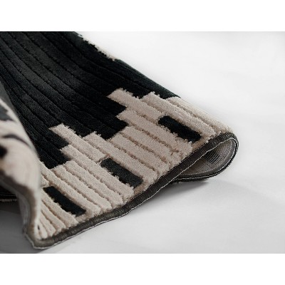 Noho Black and Ivory Rectangular Synthetic Area Rug