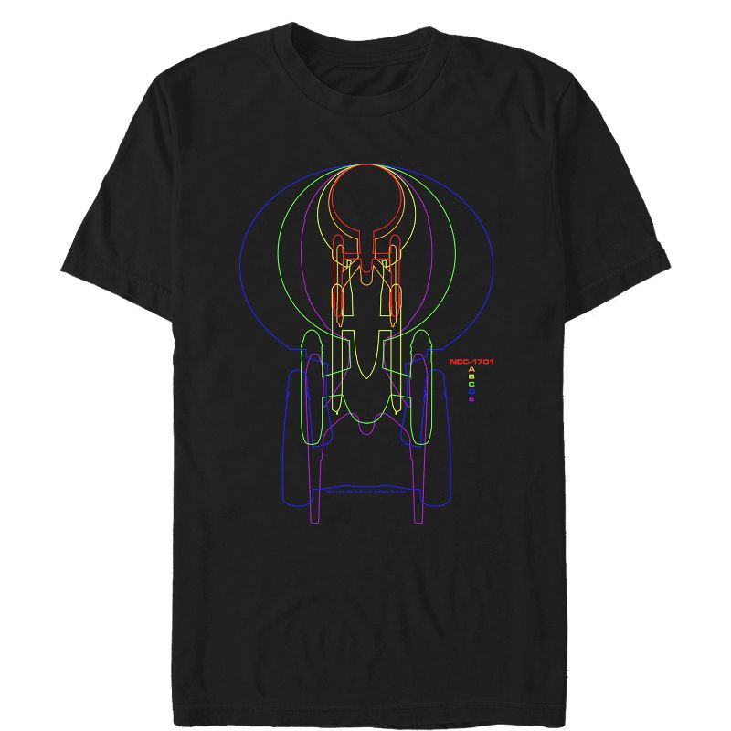 Men's Star Trek Rainbow Enterprise Evolution T-Shirt, 1 of 5