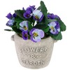 Northlight Pansy Artificial Floral Arrangement in "Flowers & Garden" Pot - 6" - Purple and Blue - 3 of 4
