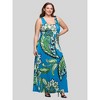24seven Comfort Apparel Plus Size Blue Paisley Print Scoop Neck A Line Sleeveless Maxi Dress - 2 of 4