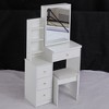 Ridstar 29.2 in. W Small Space Left Bedside Cabinet Vanity Table with Cushioned Stool For Small Space-White - 2 of 4
