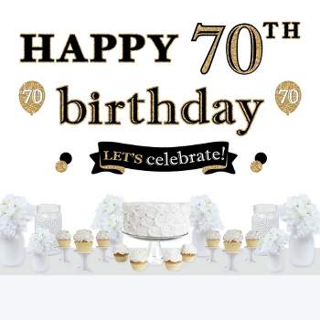 Big Dot of Happiness Adult 70th Birthday - Gold - Peel and Stick Birthday Party Decoration - Wall Decals Backdrop