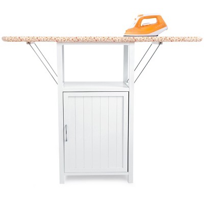 Ironing Board with Storage Cabinet,Folding Ironing Board, Wooden Ironing Station for Home Bathroom Laundry Room Small Spaces