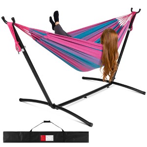Best Choice Products 2-Person Brazilian-Style Cotton Double Hammock with Stand Set w/ Carrying Bag - 1 of 4