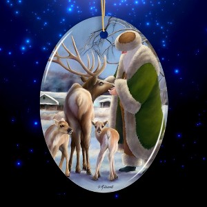 Santa's Reindeer Farm Christmas Ornament| OrnamentallyYou - 1 of 4