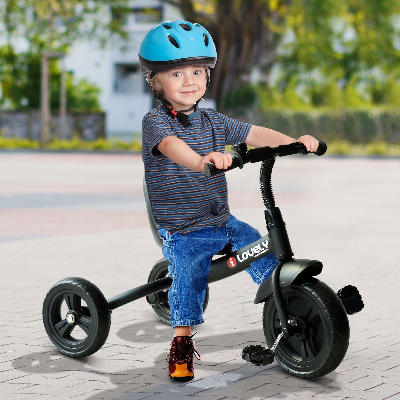Qaba 3-Wheel Recreation Ride-On Toddler Tricycle With Bell Indoor / Outdoor  - Black, 3 of 10
