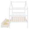 ORRD Twin Size Wooden House Bed with Drawers, White - 3 of 4