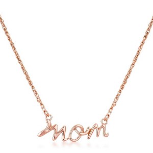 ShineHigh Elegant “Mom” Script Necklace – 18k Rose Gold Plated or Rhodium Plated Finish – Delicate Mother's Day Jewelry with Cubic Zirconia Accents - 1 of 1