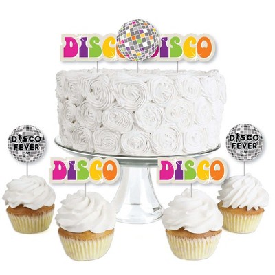 Big Dot of Happiness 70's Disco - Dessert Cupcake Toppers - 1970s Disco Fever Party Clear Treat Picks - Set of 24