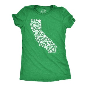 Womens California State Clovers T Shirt Funny St. Paddys Day Parade Shamrocks Lovers Tee For Ladies - Crazy Dog Women's T Shirt - 1 of 4
