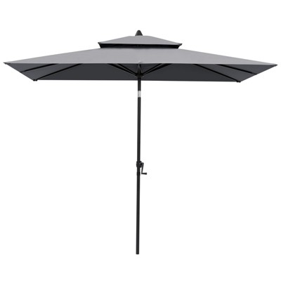 Crestlive Products 9 x 5 FT Double Top Patio Outdoor Umbrella Rectangular Tilting Parasol Waterproof