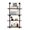 Industrial Pipe Shelving Wall Mounted, 30in Metal Floating Shelves, Steampunk Real Wood Book Shelves - 3 of 4