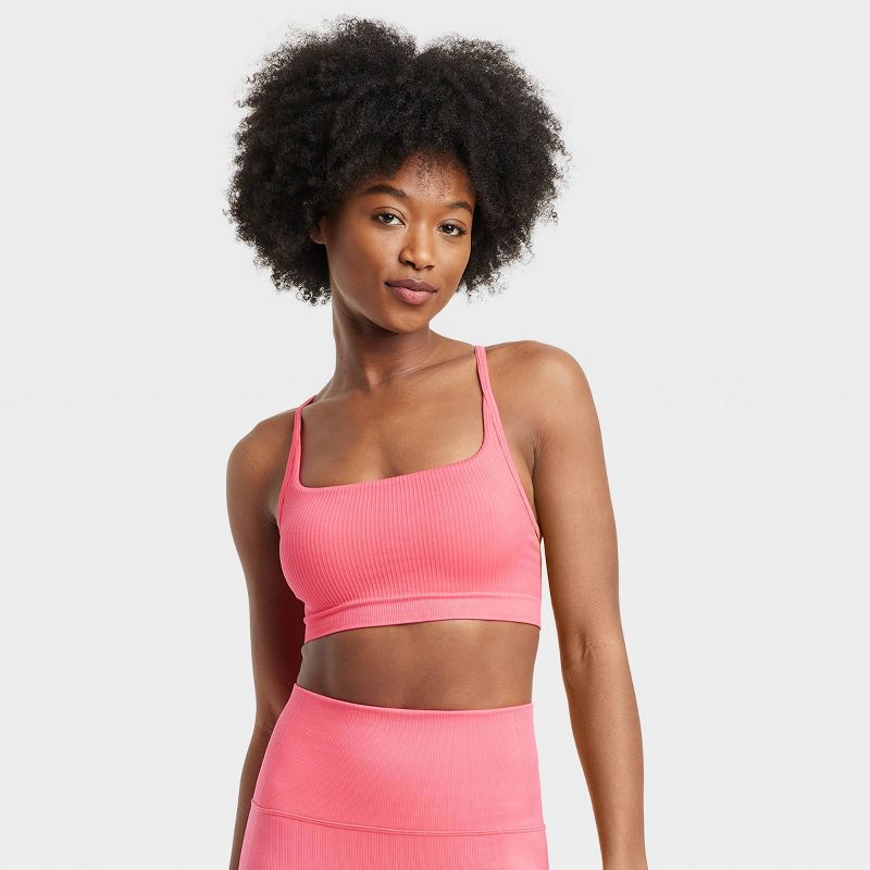 Women's Seamless Light Support Rib Sports Bra - All In Motion™, 1 of 6