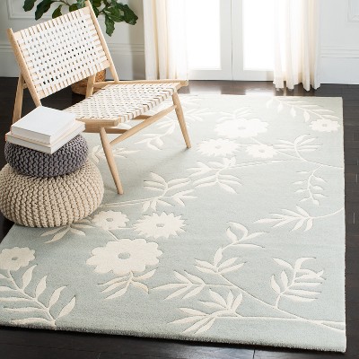 Handmade Gray Round Tufted Wool and Viscose Rug