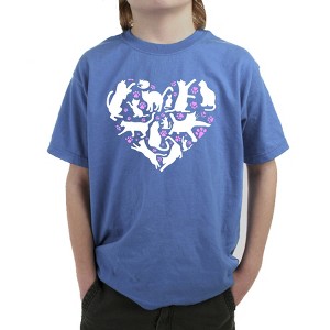LA Pop Art Cat Heart - Boy's Word Art T-Shirt - 1 of 4