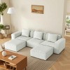 3-Seat Combo Modular Sofa for Living Room, Sectional Sofa with Ottoman, Sofa with Corduroy Fabric and Foam Filling-Baofuwish - 3 of 4