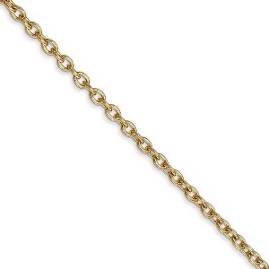 Black Bow Jewelry 2.4mm, 14k Yellow Gold Solid Link Cable Chain Necklace - 1 of 4