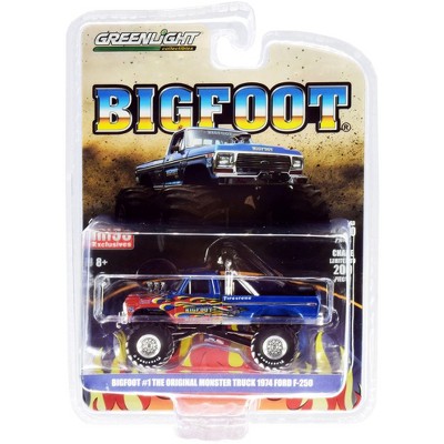 1974 Ford F-250 Monster Truck "Bigfoot #1 The Original" Blue w/Flames Ltd Ed 4,600 pcs 1/64 Diecast Car by Greenlight
