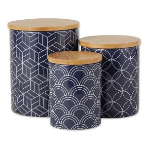 Design Imports Nautical Blue And White Mixed Print Ceramic Canister Set/3 - 1 of 4