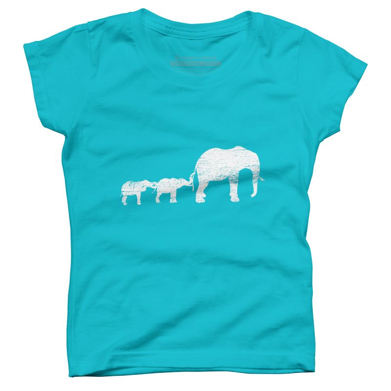 Girl's Design By Humans Animal Lover Gift Africa Safari Animals Family Elephant By lenxeemyeu T-Shirt, 1 of 4