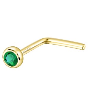 Jewelry Avalanche 22G 14K Gold Bezel-set Emerald L-shape Nose Stud - 1 of 1