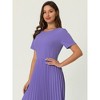 Hobemty Women's Pleated Knee Length Short Sleeve Work A-Line Dress - 4 of 4