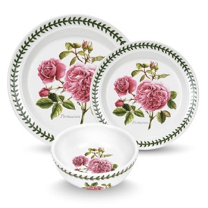 Portmeirion Botanic Roses 3-Piece Dinnerware Set,  Portmeirion Rose - Vintage Floral Earthenware Plates & Bowl, Microwave & Oven Safe, Made in UK - 1 of 4