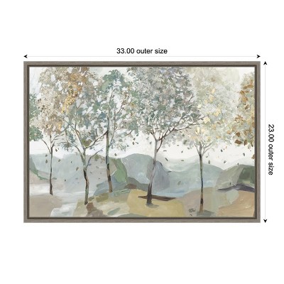 Breezy Landscape Trees Framed Canvas Wall Art in Sylvie Greywash