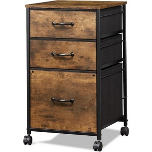 Filing Cabinet Mobile Rolling Printer Stand with 3 Drawers, Fabric Vertical File Cabinet for Home Office, Fits A4 or Letter Size - 1 of 1