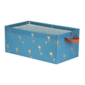 Unique Bargains Floral Print Fabric Storage Bin with Handles for Organizing Clothes Books 1 Pc - 1 of 4