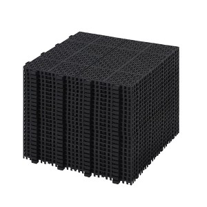 DOMETOUR 12 x 12 Inch Black Interlocking Deck Tiles Plastic Waterproof Outdoor Anti-Slip for Bathroom Shower Balcony Porch Rosette Pattern - 1 of 4